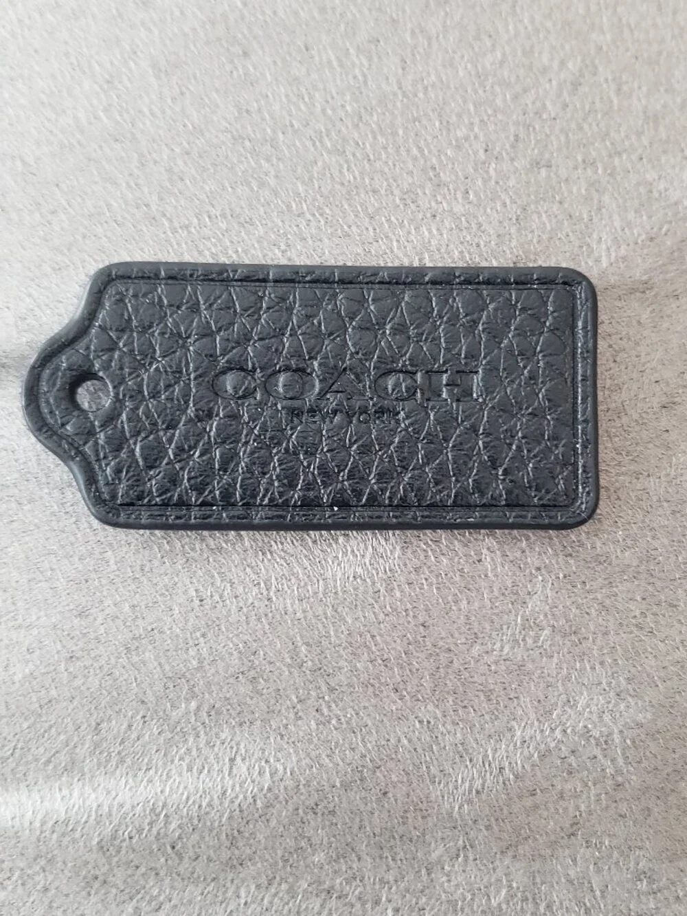 NEW- Coach Black Pebble Leather Bag Tag